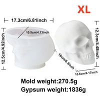 White and Pink Skull Candle Molds DIY Epoxy Skull Resin Mold Art Craft for Holiday Decoration DIY Halloween Skeleton Skull Mold White Skull XL