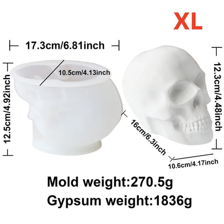 White and Pink Skull Candle Molds DIY Epoxy Skull Resin Mold Art Craft for Holiday Decoration DIY Halloween Skeleton Skull Mold White Skull XL