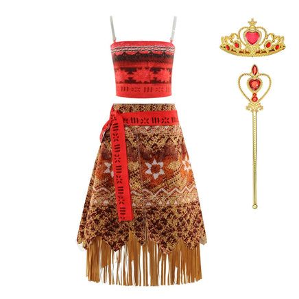 Girl Costume for Girls Moana Dress Kids Princess Dress with Necklace Halloween Costumes Party Baby Children Vaiana Outfit 2
