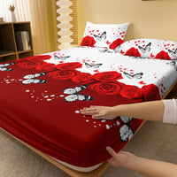 Lusy Store 1 Piece of Floral and Butterfly Sing Pattern Frosted Bedsheet, Bedroom Printed Bedspread, Bedding (Excluding Pillowcases) 