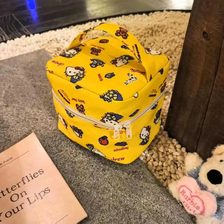 Kawaii Hello Kitty New Cosmetic Bag Portable Hand-Held Large-Capacity Storage Bag Cartoon Travel Toiletry Bag Girls Makeup Bag A1