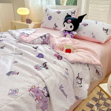 Hello Kitty Kawaii Summer Quilt Anime Cartoon Bedding Quilt Cover Student Bedding Soft Microfiber Bedspread Lightweight Coverlet Lusy Store
