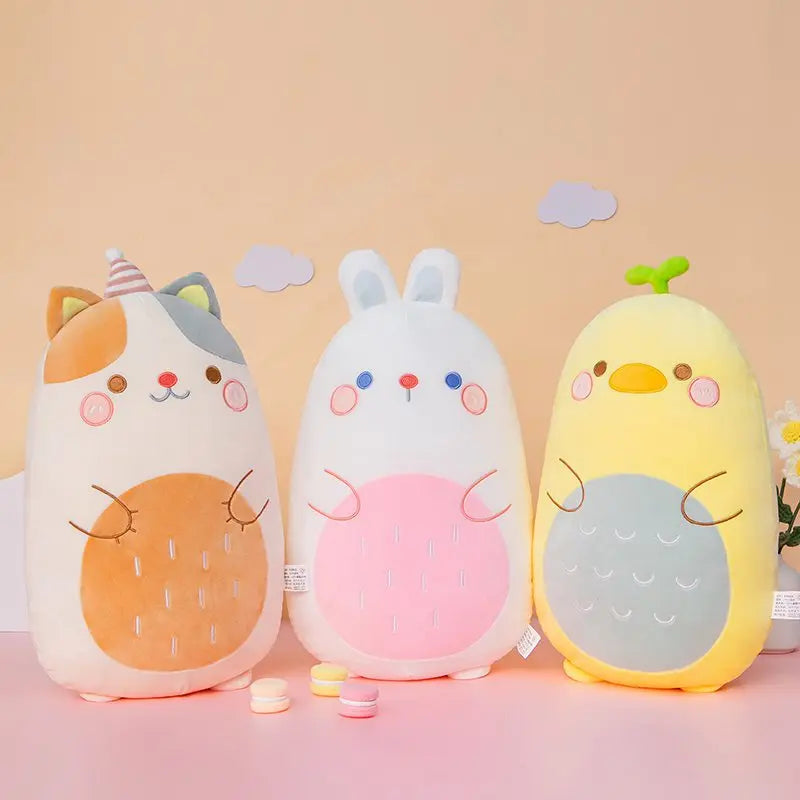 Lusy Store LLC Fat Kawaii Chicken Bear Rabbit Penguin Piggy Dinosaur Plush Pillow Toys Soft Stuffed Animal Chair Cushion Gift Plush