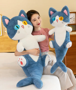 Lusy Store LLC Different Eye Shark Shark Cat Doll Pillow Creative Cat Plush Toy Plush