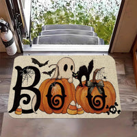 Halloween Ghost Pumpkin Pattern Welcome Doormat Rug - Machine Washable - Suitable for Bathroom Living Room, Halloween Decoration wyl-25043174-dd
