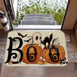 Halloween Ghost Pumpkin Pattern Welcome Doormat Rug - Machine Washable - Suitable for Bathroom Living Room, Halloween Decoration