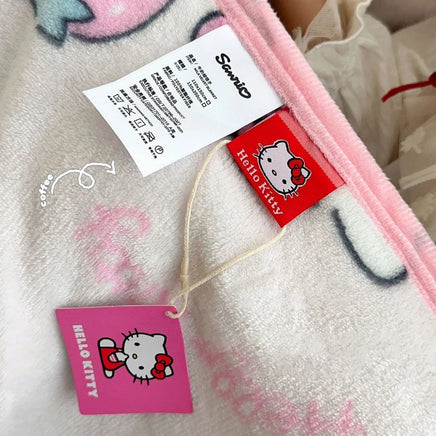 Sanrio Plush Kids Blanket Soft Fluffy Hello Kitty Cinnamoroll Cartoon Warm Throw Quilt Rainbow Blanket for Sofa Bedroom Gift
