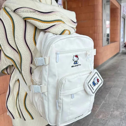 Sanrio Hello Kitty College Style Student Schoolbag Cartoon Korean Large Capacity White Backpacks Y2k Teenage Girl Fashion Bags Lusy Store