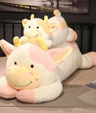 Lusy Store LLC Lovely Milk Cow Plush Toys Cartoon Stuffed Animal Cattle Dolls Sleeping Pillow Gifts Plush