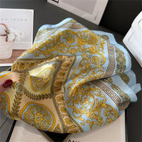 Lusy Store 2024 Luxury Brand Print summer Neck Tie Shawl Silk Square Scarf Women 70cm Hair Hand Wrist Headkercheif Hijab Bandana 