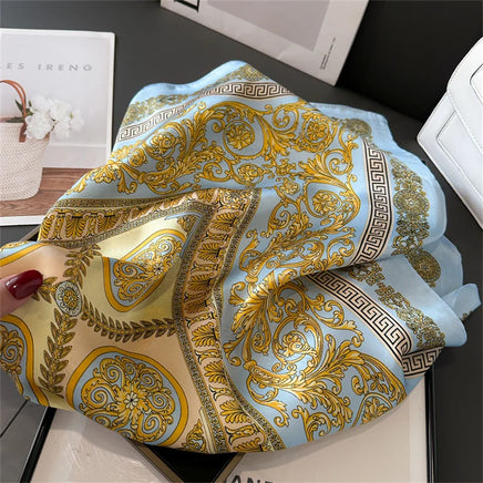 Lusy Store 2024 Luxury Brand Print summer Neck Tie Shawl Silk Square Scarf Women 70cm Hair Hand Wrist Headkercheif Hijab Bandana 