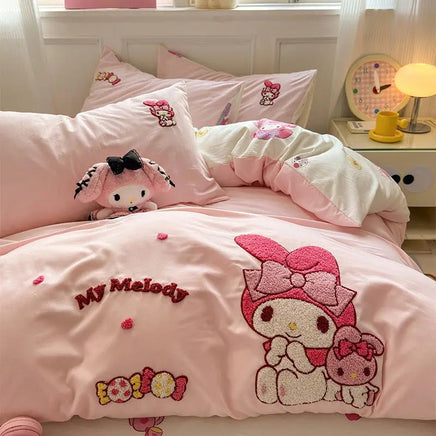 Sanrio Hello Kitty cartoon cute anime character cotton bed sheet duvet cover four-piece kawaii student dormitory three-piece set Sanrio-5