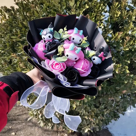 Lusy Store LLC Hello Kitty Bouquet Kuromi My Melody Plush Toys Kawaii Gifts Bouquet