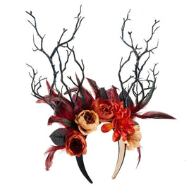Gothic Flower Branch Headband Feather COSPLAY Halloween Role Play Headdress Proms Party Live Show Headwear