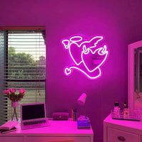 Lusy Store LLC Angel Demon Neon Signs LED Neon Light Sign Light Up for Wall Decor Bar Living Room Valentine's Day Girl Gift Neon Sign