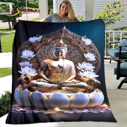 Buddha Sakyamuni Buddhism Faith Religion Soft Plush Blanket, Flannel Blanket Throw Blanket for Living Room Bedroom Bed Sofa Pray