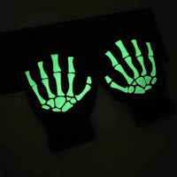 New Adult Cosplay Halloween Skeleton Skull Half Finger Punk Gloves Glow in the Dark Fingerless Stretch Knitted Winter Mittens