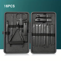 7/10/12/18/20/24PCS Set Professional Manicure Set Kits Stainless Steel Fingernail Toenail Clippers Set with Leather Portable Lusy Store
