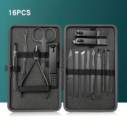 7/10/12/18/20/24PCS Set Professional Manicure Set Kits Stainless Steel Fingernail Toenail Clippers Set with Leather Portable Lusy Store