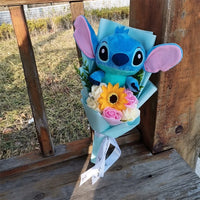Lusy Store LLC Lilo &amp; Stitch Plush Bouquet With Sunflower Soap Rose Flower Gift Bouquet