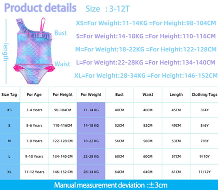 Hello Kitty Girls Swimsuit Mermaid Fish Scale One-Piece Bathing Suits Children's Dresses Kids Wear Summer Swimwear Beach Suit