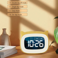 Cat Shape Alarm Clock LED Voice Control Desktop Clock Night Light USB Dual Music Digital Alarm Clock Home Table Decoration