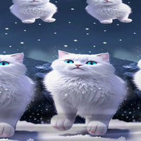 Lusy Store 1 piece of blue eyed white cat patterned matte bedsheet, bedroom printed bedspread, bedding (excluding pillowcases) 