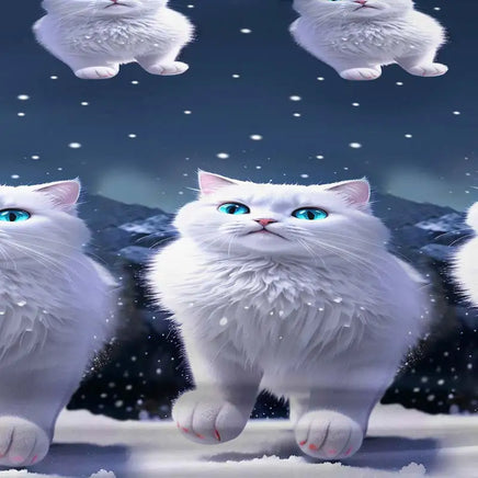 Lusy Store 1 piece of blue eyed white cat patterned matte bedsheet, bedroom printed bedspread, bedding (excluding pillowcases) 