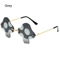 Mushroom Shape Sunglasses Irregular Rimless Sun Glasses Retro Trendy Fun Sunglasses for Women Men Halloween Decorations Party Fa Grey WHITE