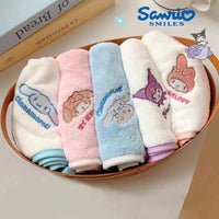 5pcs Sanrio Cinnamoroll Kids Towel Kuromi my melody Absorbent Face Wash Bath Dry Hair Towel Soft Coral Velvet Embroidery Towel