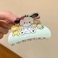 Anime Sanrio Kuromi Acrylic Clip Hello Kitty Cinnamoroll Hairpin Melody Pochacco Pompompurin Clip Girl Hairpin Shark Hair Clips pacha