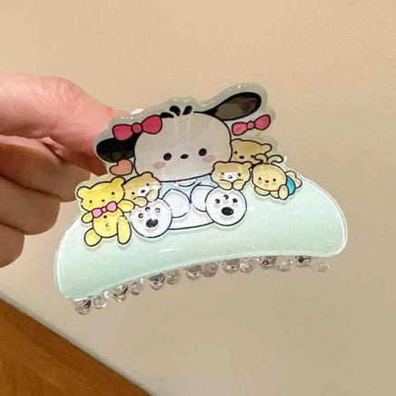 Anime Sanrio Kuromi Acrylic Clip Hello Kitty Cinnamoroll Hairpin Melody Pochacco Pompompurin Clip Girl Hairpin Shark Hair Clips pacha