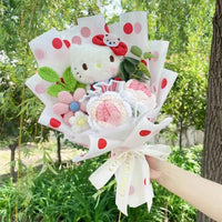 My Melody Kuromi Cinnamoroll Kt Cat Plush Doll Toy With Flowers Creative Handmade Bouquet Valentine Christmas Graduation Gifts 16