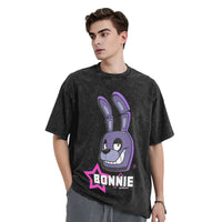 Men Y2K Basic Cotton T-Shirts Summer Bonnie Funny FNAF At Freddys Round Neck Fashion Tee Shirt Custom DIY Oversize Tops