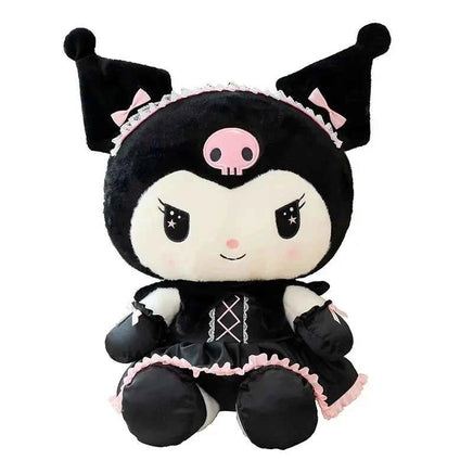 25cm Cartoon Sanrio Dress Kuromi Plush Toys Pillow Kawaii Dark Kuromi Peluch Toy Soft Stuffed Doll Xmas Gift For Girls