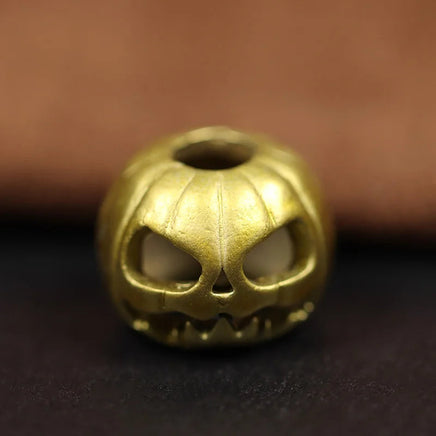 Halloween Pumpkin Skull Face Lantern EDC Brass Knife Beads DIY Woven Paracord Lanyard Pendants Outdoor Tool Hangings Accessories Gold Color