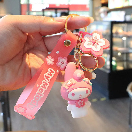 Sakura Figurine Keychain Pink Hello Kitty Melody Kuromi Model PVC meiledi