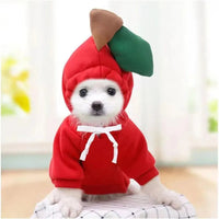 Cute Dog Hoodie Pet Fruit Clothes Funny Dog Cat Coats with Hat Halloween Cosplay Costume Dogs Hooded Sweatshirt for Puppies Cat Red
