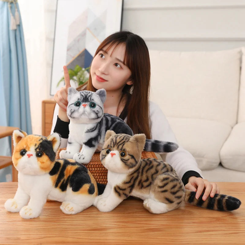 Lusy Store LLC Lovely Simulation Cat Stuffed Soft Pet Cat Dolls Kawaii Animal Plush Toys Plush