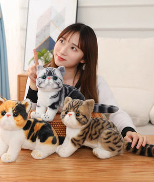 Lusy Store LLC Lovely Simulation Cat Stuffed Soft Pet Cat Dolls Kawaii Animal Plush Toys Plush