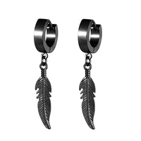 2-14pcs Stainless Steel Punk Dangle Hoop Piercing Earrings with 2Pairs Fairy Elf Ears for Women Men Halloween Cosplay Photo Prop 2pcs Black G