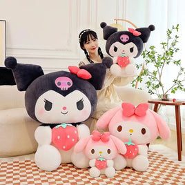 Lusy Store LLC Kuromi My Melody Strawberry Series Plush Doll Throw Pillow Home Decor Gift Plush