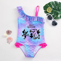 Alice in Wonderland Girls Swimsuit Mermaid Fish Scale One-Piece Bathing Suits Children's Dresses Summer Swimwear Beach Suit Kids Lusy Store