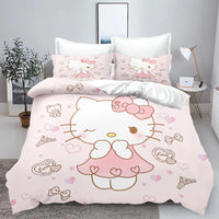 Sanrio, Hello Kitty 3D Children'S Printed Cute Cartoon100% Polyester Bedding Set Duvet Cover Set Bedding Sets Anime Home 12 1