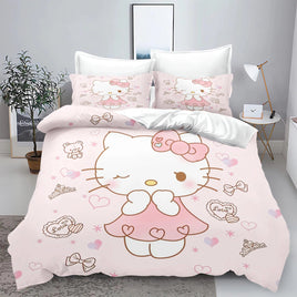 Sanrio, Hello Kitty 3D Children'S Printed Cute Cartoon100% Polyester Bedding Set Duvet Cover Set Bedding Sets Anime Home 12 1