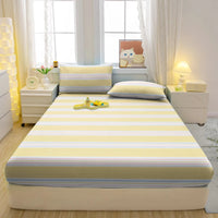 Lusy Store 1 Simple Modern Striped Printed Matte Fitted Sheet, Bedroom Printed Bed Cover, Bedding (Excluding Pillowcases) 