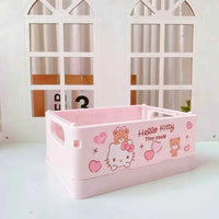 Sanrio Kawaii Hello Kitty My Melody Kuromi Cinnamoroll Desktop Storage Box Foldable Stackable Cosmetic Organizer Desktop Storage 8