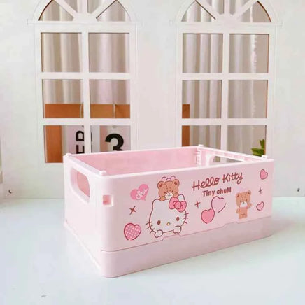 Sanrio Kawaii Hello Kitty My Melody Kuromi Cinnamoroll Desktop Storage Box Foldable Stackable Cosmetic Organizer Desktop Storage 8