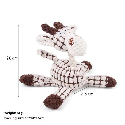 Donkey Plush Squeaky Dog Toy with Cotton Rope, Interactive & Chewable, Teeth Cleaning & Training Toy for Pets Beige