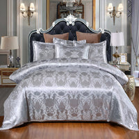 Satin Duvet Cover  Size, Floral Jacquard Satin Duvet Cover Set 3 Piece Luxury Silk Like Bedding Comforter Cover Set Lusy Store
